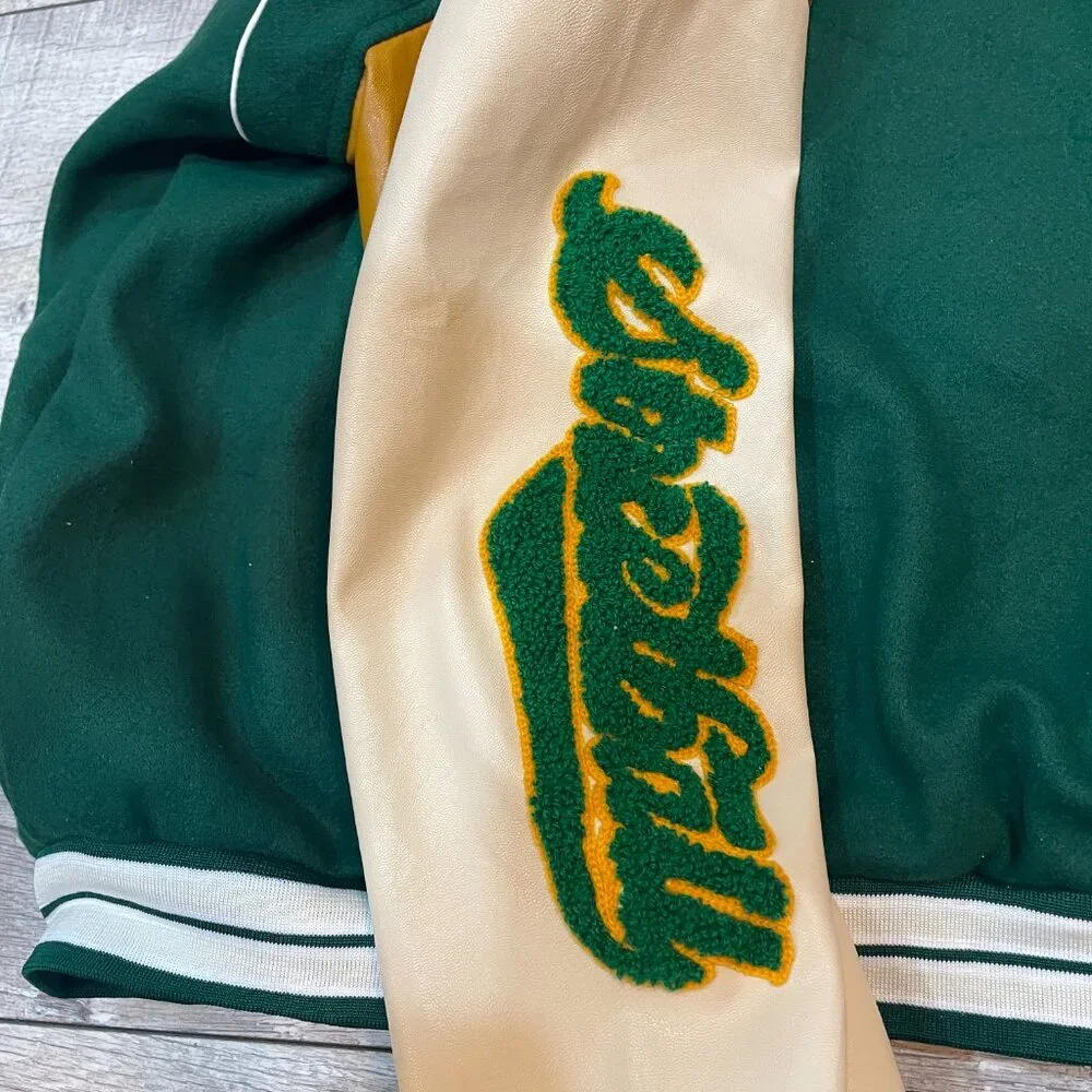 Aelfric Eden San Francisco Authentic Varsity Jacket Green Cream Embroidered XL - Picture 8 of 11